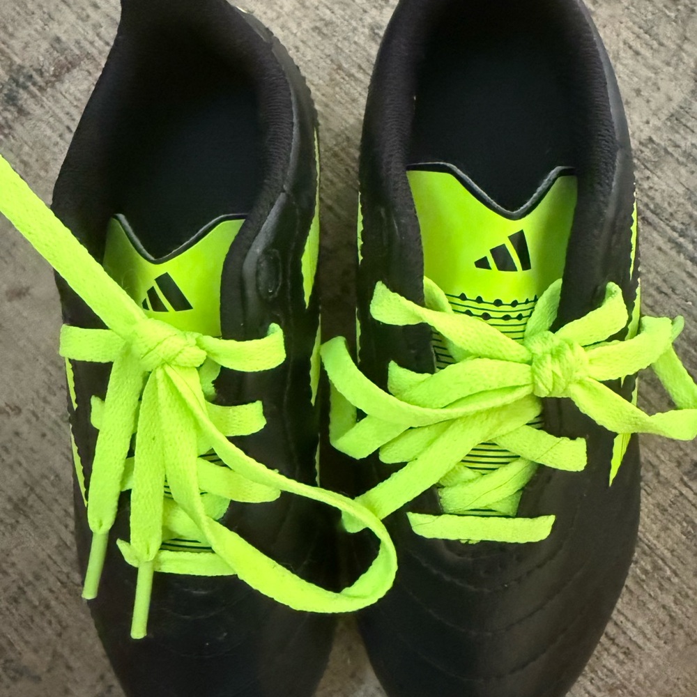adidas Kids Black and Neon Yellow Soccer Cleats - Picture 2 of 3